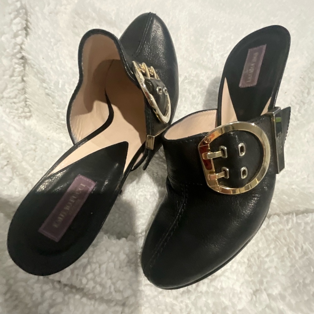 Emilio Pucci Black Mules with Gold Accent Size 39’1/2 - Picture 3 of 6